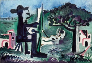  pittore - Le peintre et son modèle dans un paysage II 1963 Cubisme